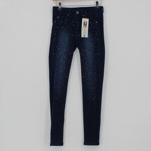 Allure Women's Skinny Jeans - Dark Blue with Silver Accents